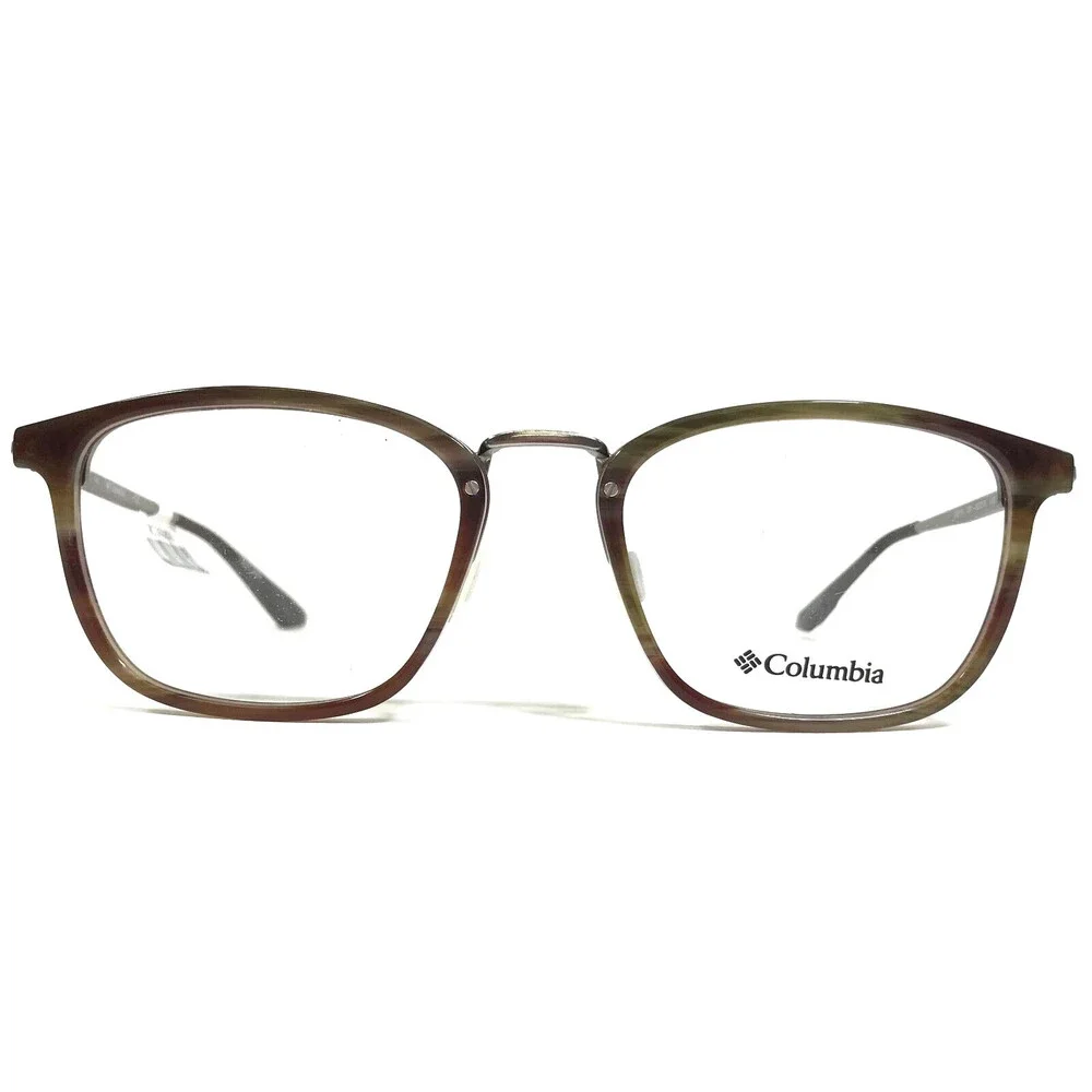 Columbia Eyeglasses Frames C8018 281 Brown Horn Silver Square Full Rim 52-19-140